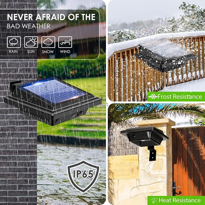 Gutter Lights, 40 LEDs Solar Patio Decor Lights, Deck Lights Outdoor Waterproof Fence Lights for Wall Backyard Porch, Patio, Pool,Step Stairs, Yard, Garden, Pathway (4Pack-Black,Warm White Light)
