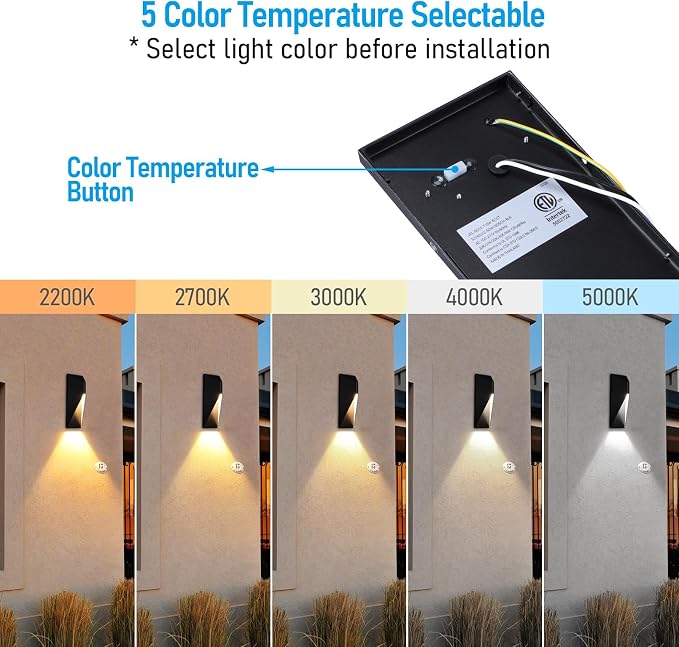 LEONLITE 2-Pack Dimmable LED Down Wall Light, 100-277V, CRI 90+, ETL, 5CCT | 10%-100% Dimmable, IP65 Waterproof, 1000LM 14 Inch Modern Porch Light, for Commercial Outdoor, Dark Sky Exterior Wall Sconce