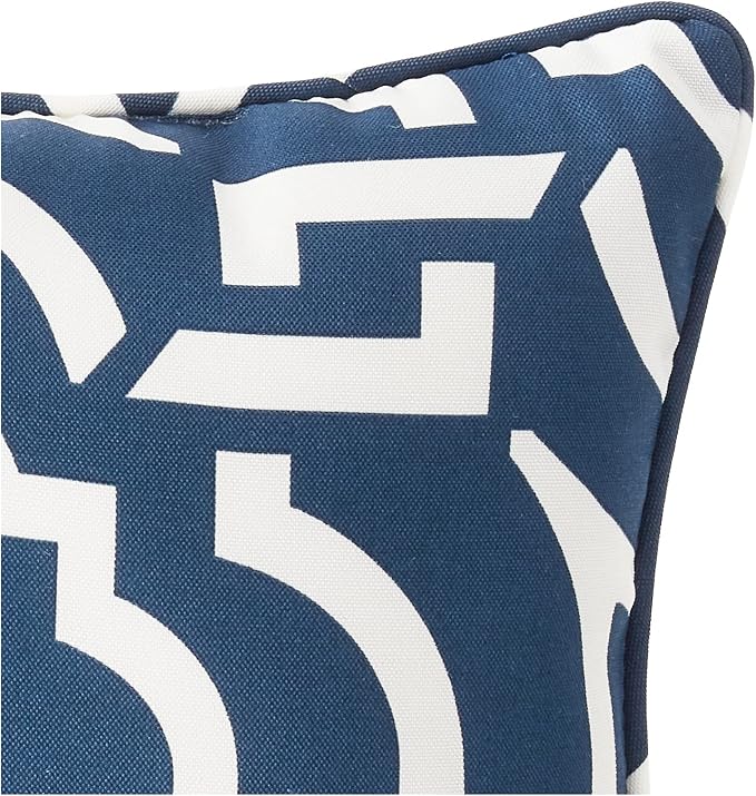 Pillow Perfect Trellis Indoor/Outdoor Throw Pillows, 2 Count, Lumbar - 11.5 x 18.5, Blue Carmody Navy