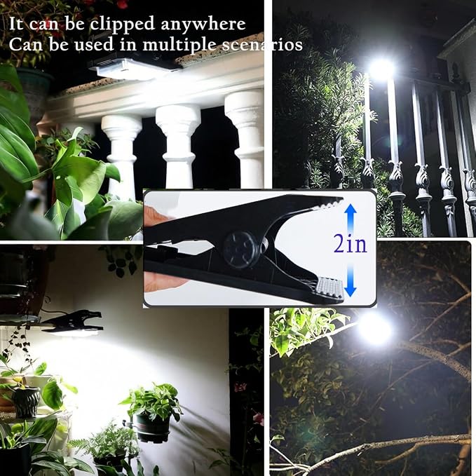 Solar Clip Lights Outdoor, Motion Sensor LED Clip On Lights, IP65 Waterproof Solar Powered Security Lights for Patio Fence Garage Yard Camping 2 Pack