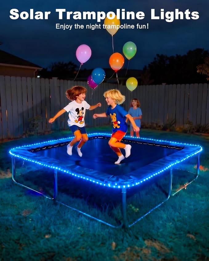 btfarm Solar Rope Lights, 120LED 46FT Solar String Lights Outdoor Waterproof, 8 Lighting Modes Solar Powered Strip Trampoline Light for Outside Garden Tree Christmas Yard Patio Decor, Blue