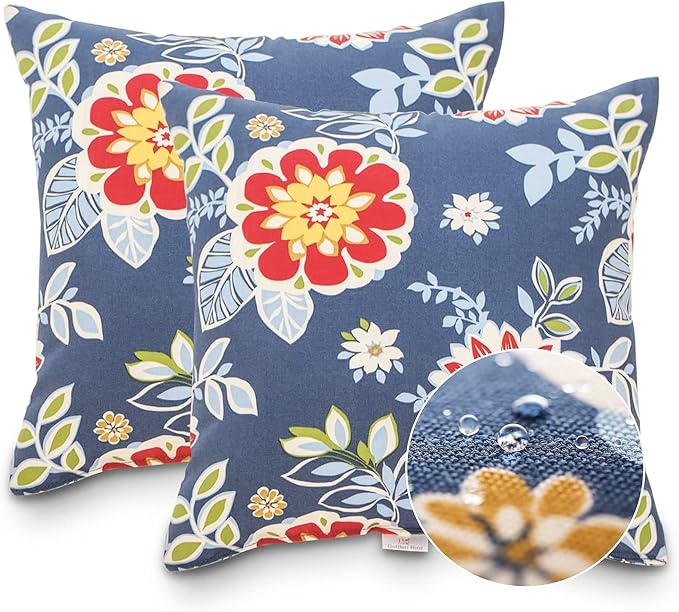 JMGBird Outdoor Accent Pillows Outdoor Pillow Covers 18x18 Waterproof | Outdoor Pillows with insert included Weather-Resistant Outdoor Throw Pillows for Patio Furniture