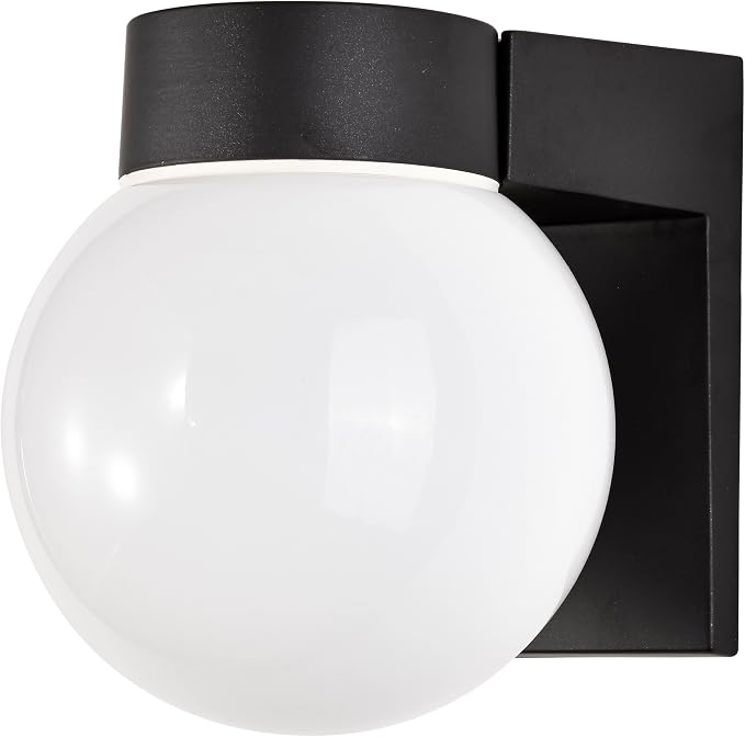 Nuvo Lighting SF77/137 Utility Fixture Die Cast Aluminum Durable Outdoor Wall Mount Porch and Patio Light with White Glass Cylinder, Black