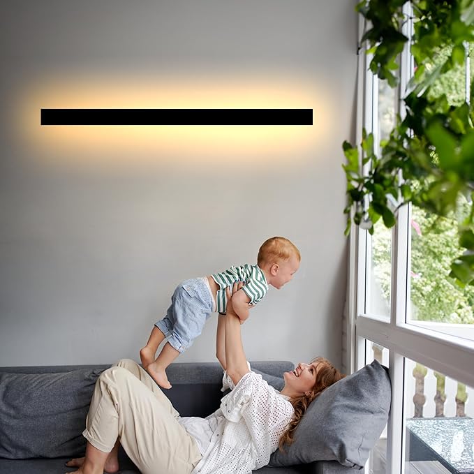 Outdoor Wall Light LED Long Wall Sconce 49.22in Ip65 Waterproof Black Modern Outdoor Lights 3000k 40W Metal Exterior Light Fixture for Porch Light Patio Door Yard Garden Villa Living Room