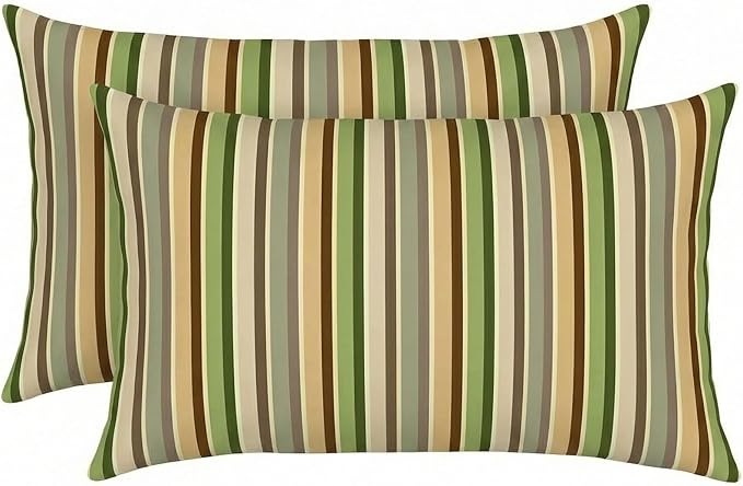 RSH DECOR: Designer Select Sunbrella Jumbo Lumbar Pillows Set of 2 | 26" x 16" | Water and Fade-Resistant Performance Fabric | Indoor Outdoor Accent Pillows | Made in USA (Samuel Meadows)
