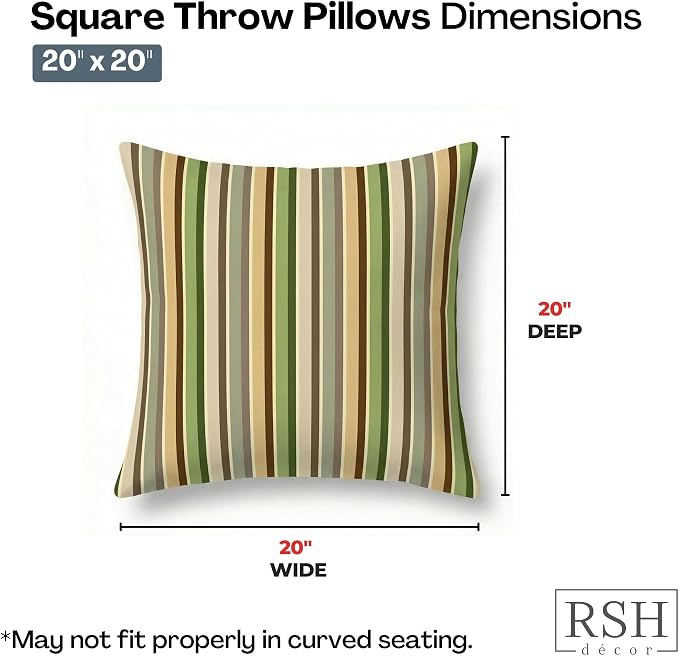 RSH DECOR: Sunbrella Square Throw Pillows Set of 4 | 20" x 20" | Water and Fade-Resistant Performance Fabric | Outdoor Pillow Covers with Down-Alternative Inserts | Made in USA (Samuel Meadows)