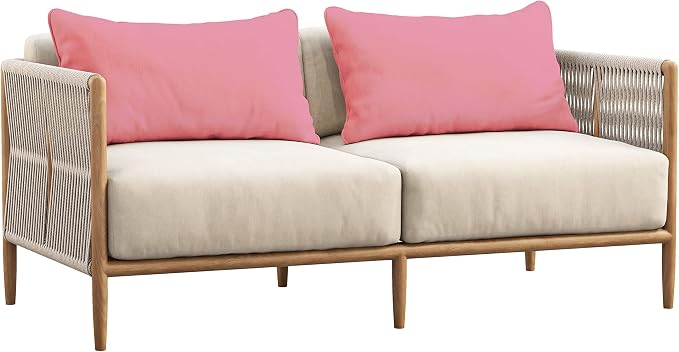 Indoor/Outdoor Polyester Fabric Lumbar Pillow Cover, All-Weather Waterproof Rectangular Cushion Case for Patio Furniture, 12 x 24 Set of 2 -Rose Pink