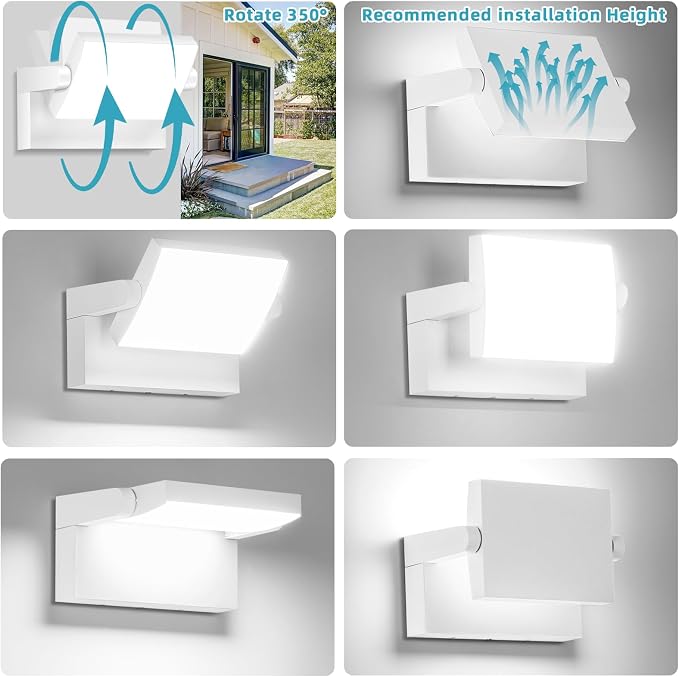 40W LED Flood Lights Outdoor LED Sconce Waterproof 350°Rotation White Exterior Lighting Fixture 6000K for Barn Yard Garage Building Area Backyard