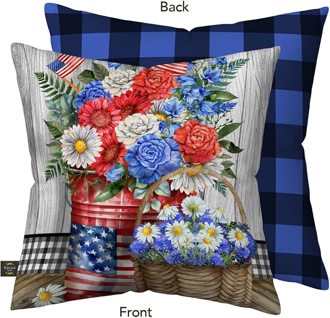 Briarwood Lane Indoor/Outdoor Spring Pillow 17x17 Red White and Beautiful Pillow