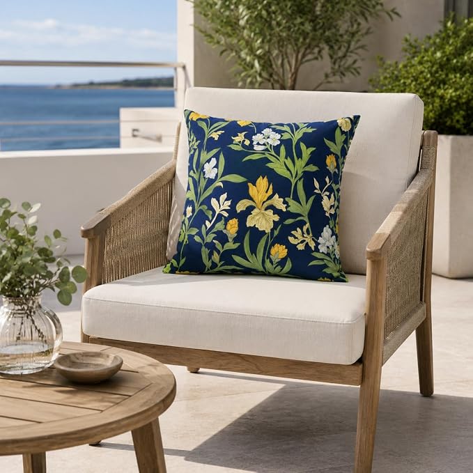 Outdoor Throw Pillows 18×18 Inch Pack of 2 Waterproof Decorative Patio Pillows with Inserts, Square Pillows for Garden Couch Sofa and Patio Furniture
