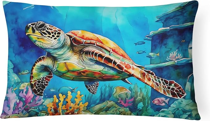 Caroline's Treasures DAC2805PW1216 Loggerhead Sea Turtle Throw Pillow Machine Washable, Indoor Outdoor Decorative Pillow for Couch, Bed or Patio, 12HX16W
