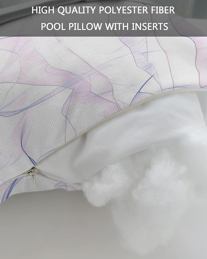 Outdoor Pillows Covers with Inserts Abstract Purpler Gradient Marble Texture Waterproof Recliner Pillow with Adjustable Strap Throw Pillows for Patio Furniture Pool Lounge Chair, 11x16 inch, 2PCS
