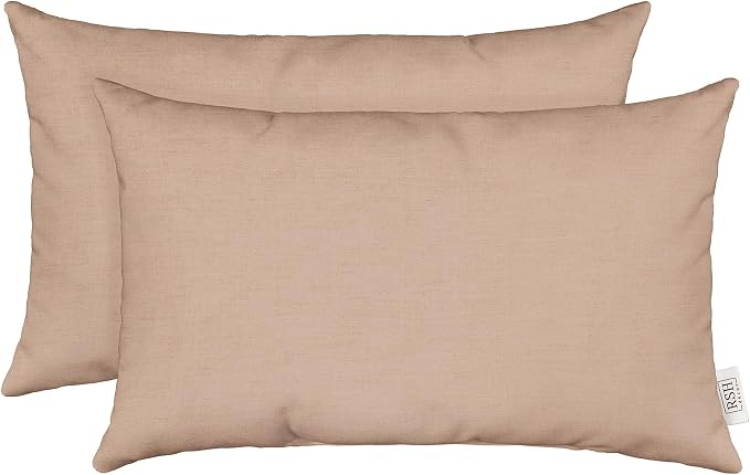 RSH Décor Sunbrella Jumbo Lumbar Pillow Covers Set of 2, 26" x 16", Indoor Outdoor Patio, Lounge, Adirondack, Deck, Water & Fade-Resistant, Play Cameo, Includes Down-Alternative Inserts - Made in USA