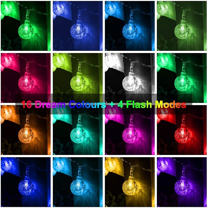 Metaku 16.4ft 50LED Battery Operated Fairy Light with Remote Color Changing | Outdoor String Lights Waterproof Indoor Outdoor Hanging Globe Decorative Christmas for Patio Gazebo Bistro Garden Balcony