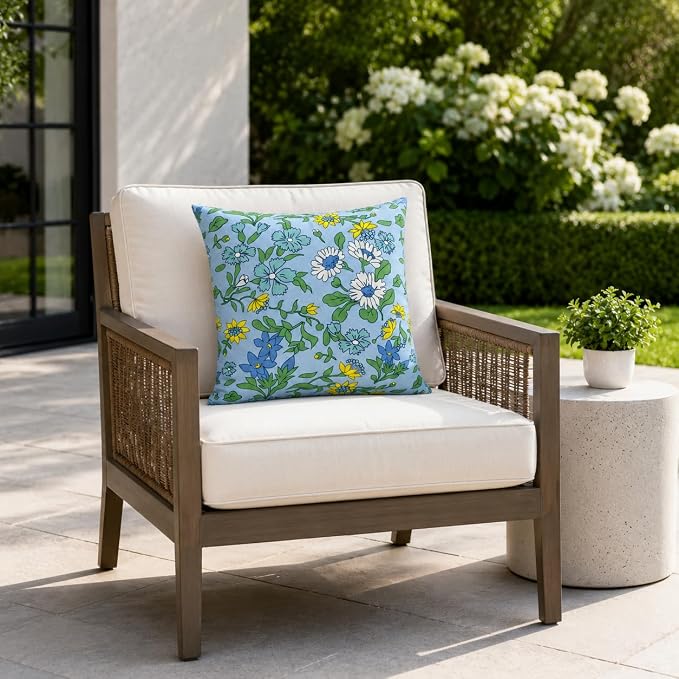 Outdoor/Indoor Decorative Throw Pillows 18×18 Inch | Pack of 2 Waterproof Decorative Throw Pillows with Inserts, Square Pillows for Bed, Couch, Sofa and Patio Furniture