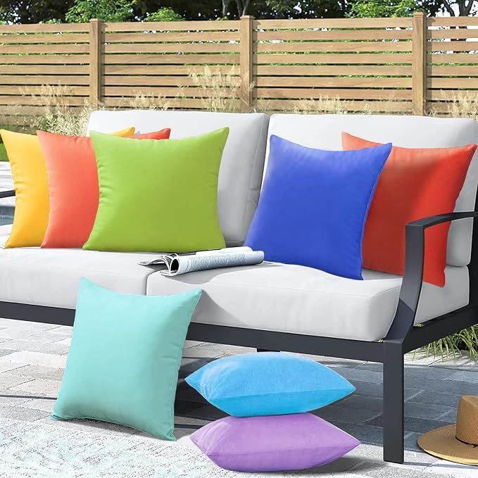 VAKADO Outdoor Waterproof Throw Pillow Covers 18X18 Set of 2 Decorative Purple Patio Furniture Cushion Cases Outside Decor for Couch Garden Bench Porch