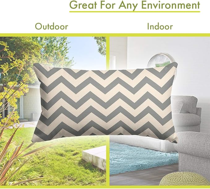Majestic Home Goods Gray Chevron Indoor / Outdoor Small Throw Pillow 20" L x 5" W x 12" H