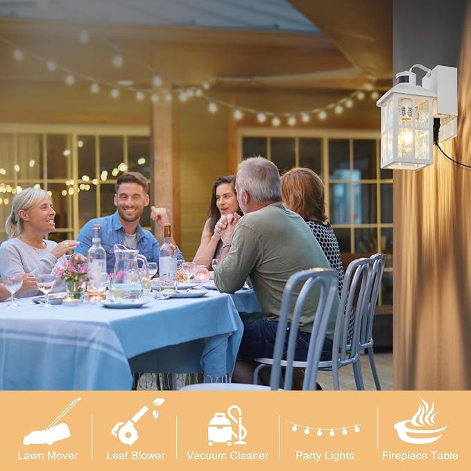 Porch Lights with GFCI Outlet with Remote | Dusk to Dawn Motion Sensor Outdoor Light, Upgraded 4 Lighting Modes Exterior Fixture Outside Lights for House Patio Garage