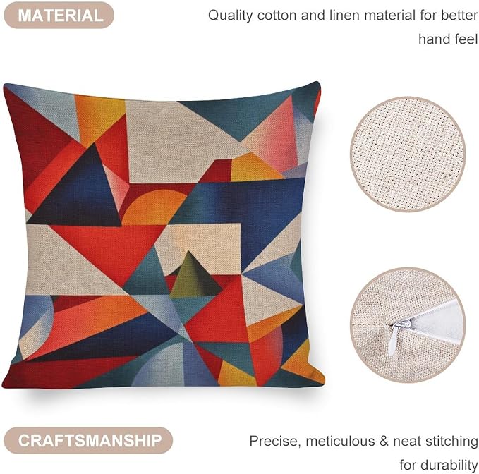 Pillowcases Colorful Fun Aesthetic Mid Century Modern Gomestry Pillowcase Farm Decorations Pillow Case Mid-Century Modern Style Throw Pillows 20"x20" Cushion Case for Sofa Couch