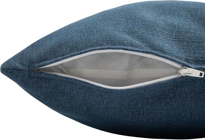 Outdoor Throw Pillows Water Resistant 18x18 inch,Decorative Throw Pillow with Insert Set of 2,Hidden Zipper Headrests for Patio Furniture Sofa Couch Chair(Denim Blue)