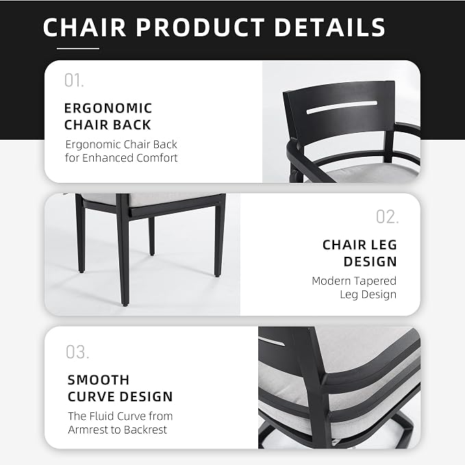 7PC Aluminum Outdoor Patio Dining Set, 71" Rectangular Dining Table with Black Marble Pattern Sintered Stone Top, 4 Chairs & 2 Cushioned Swivel Rockers, All-Weather Patio Furniture