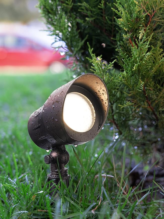 LEONLITE 4-Pack 5W 12-24V Low Voltage LED Spotlight 3000K Oil Rubbed Bronze | Landscape Pathway Lights Outdoor, CRI90, Aluminum Spot Lights for Garden, ETL Listed, IP65 Waterproof, Warm White