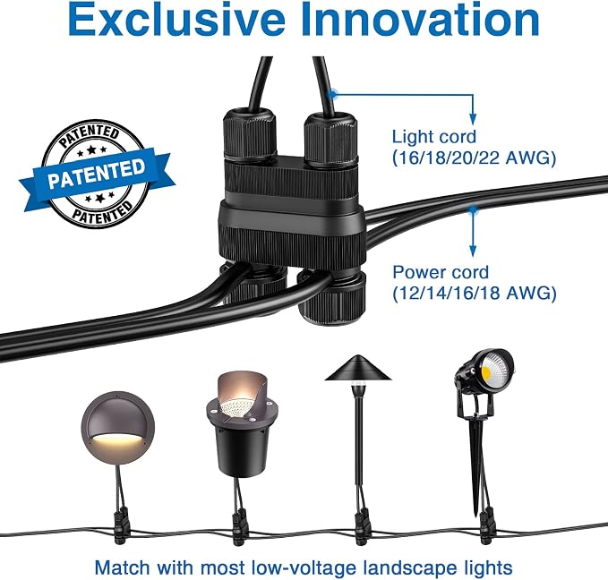 SUNVIE Fastlock2 Low Voltage Connectors 20 Pack, Waterproof, 12-18 Gauge | Landscape Lighting Connectors Low Voltage Wire Connector for Low Voltage Landscape Lights Outdoor Landscape Path Lights