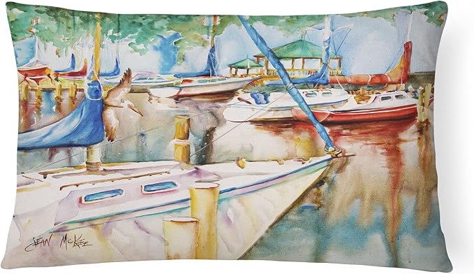 Caroline's Treasures JMK1043PW1216 Sailboats at The Gazebo Canvas Fabric Decorative Pillow Machine Washable, Indoor Outdoor Decorative Pillow for Couch, Bed or Patio, 12HX16W