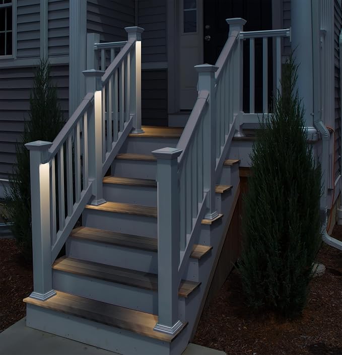 Low Voltage LED Wedge Deck Rail Light, Landscape Railing Post Fence Accent Lighting, 12V AC/DC 2W 2700K Integrated LED Chips, Die-cast Aluminum, Powder Coated Finish, IP65 Rated, White, 6-Pack