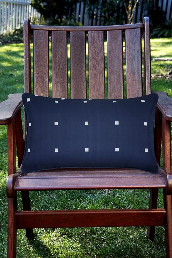 Pack of 2 Outdoor Waterproof Decorative Lumbar Pillows Covers for Patio Furniture, 20x12 Inch Fade Resistant Patio Garden Lumbar Cushion Covers for Couch Bed Sofa, Polka Dot Navy