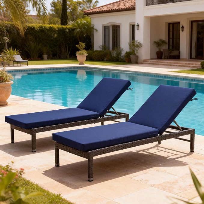 72x21 Inches Chaise Lounge Cushions Outdoor Replacement for Pool Side Waterpoof Patio Lounge Chair Cushions, Navy Blue