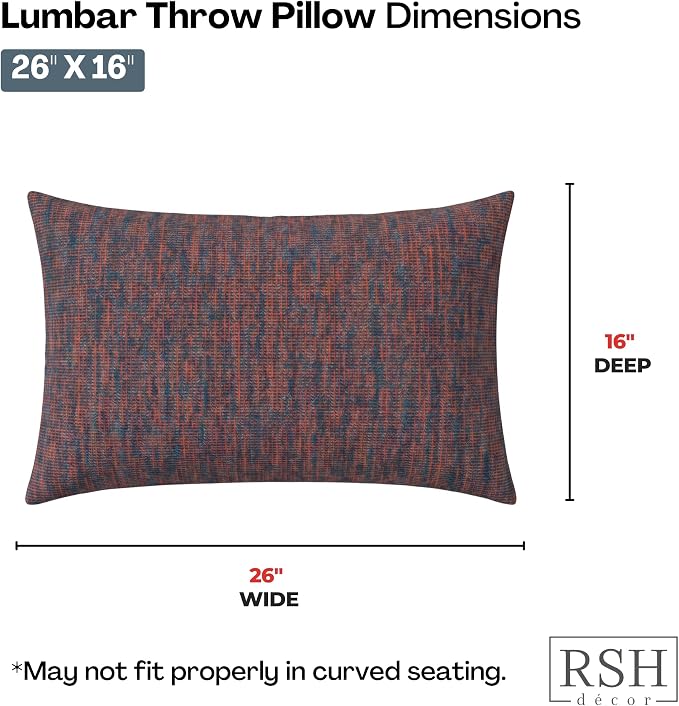 RSH DECOR: Sunbrella Jumbo Lumbar Throw Pillows Set of 4 | 26" x 16" | Indoor Outdoor – Patio, Lounge, Adirondack | Water & Fade-Resistant | Down-Alternative Inserts | Made in USA (Platform Horizon)