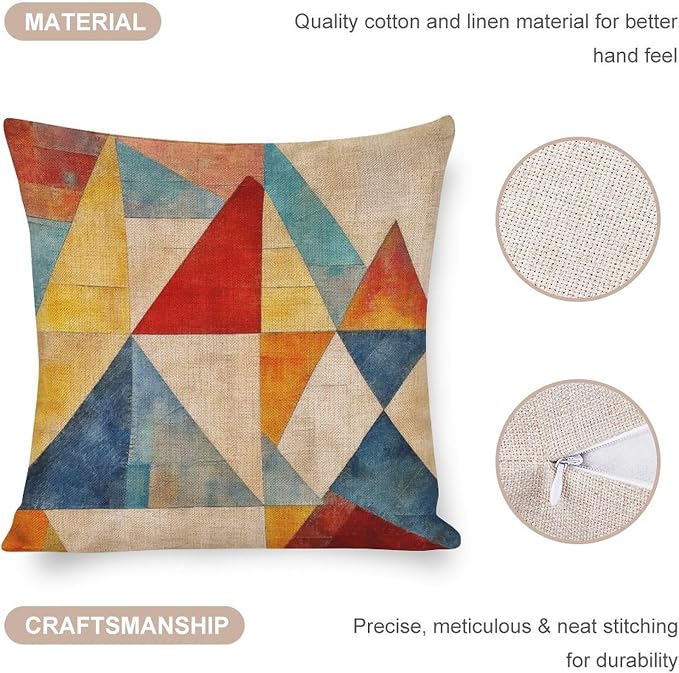 Cushion Case Colorful Fun Aesthetic Mid Century Modern Gomestry Zippered Pillow Cover Mid-Century Modern Style Outdoor Pillows Covers 18"x18" Pillows for Couch Sofa Patio Furniture Home Decor