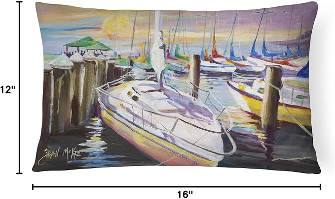 Caroline's Treasures JMK1044PW1216 Sailboats at The Fairhope Yacht Club Docks Canvas Fabric Decorative Pillow Machine Washable, Indoor Outdoor Decorative Pillow for Couch, Bed or Patio, 12HX16W