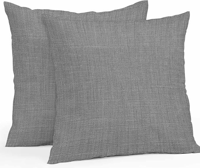 Vandarllin Outdoor Throw Pillows Covers 20x20 inch Set of 2 Waterproof Grey Linen Decorative Zippered Cushion Covers for Patio Furniture, Farmhouse Pure Color Lumbar Pillowcases