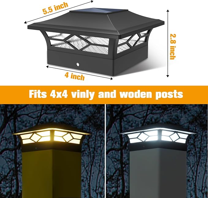 JOFIOS Solar Post Cap Lights Outdoor 12pack, Waterproof Solar Powered Deck Fence Post Lights for 4x4 Wood/Vinyl Posts, Solar Outdoor LED Light with Cool/Warm Lighting Decorate Garden Patio Porch…