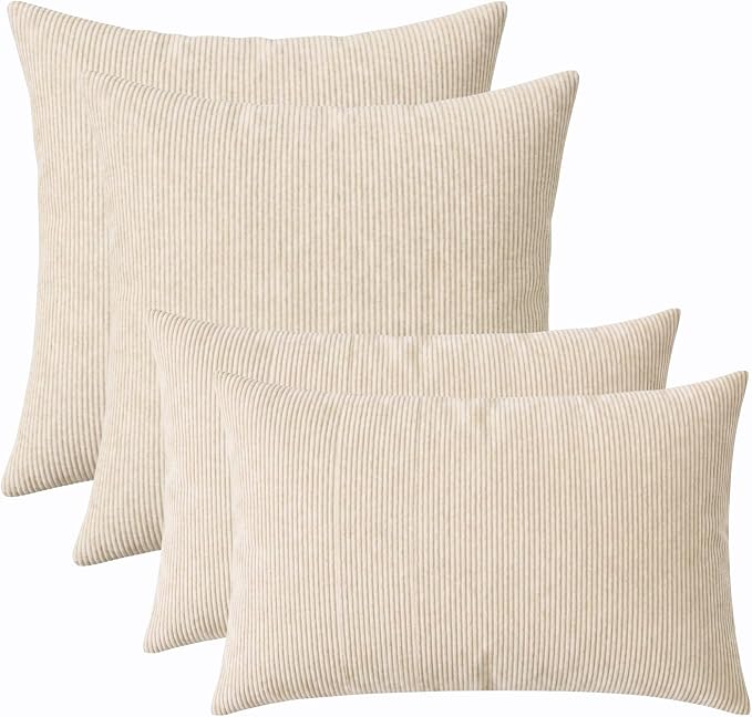 RSH DECOR: Lumbar & Square Pillows Set of 4 | 20" x 12" & 20" x 20" | Water and Fade-Resistant Performance Fabric | Outdoor Throw Pillows for Patio Furniture | Made in USA (Logic Bones)