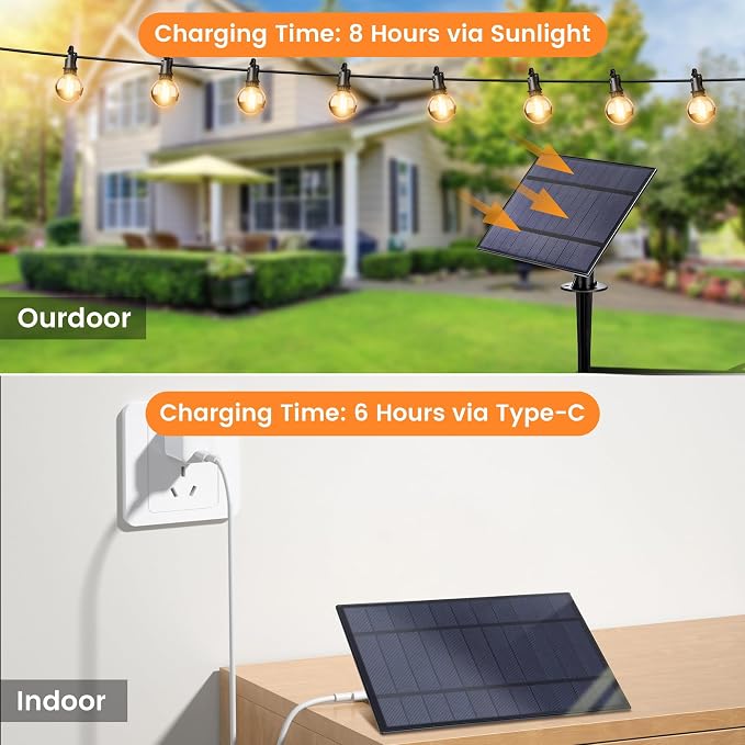 OHLUX 60FT Solar Globe String Lights Outdoor, Shatterproof Solar Patio Lights with Remote, 27 Dimmable LED Filament G40 Bulbs, 2200K Soft Warm White Edison Hanging Light for Outside Backyard Deck
