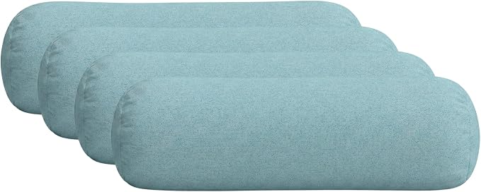 RSH DECOR: Sunbrella Neck Roll Pillows Set of 4 | 20” x 6” | Outdoor Bolster for Patio, Deck, Porch, or Poolside Furniture | Water & Fade-Resistant | Made in USA (Cast Mineral)