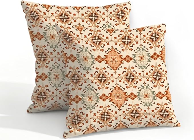 18x18 Inch Outdoor Pillow Covers Set of 2 Waterproof Throw Pillow Covers Decorative Couch Cushion Covers Floral Pattern Square Pillowcases Protectors for Patio Garden Sofa