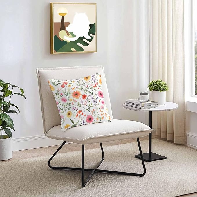 Spring Outdoor Throw Pillow Cover Watercolor Flower Leaves Waterproof Cushion Covers 2 Pack Pillow Cases Home Decoration for Patio Garden Couch Sofa,Garden Floral Art