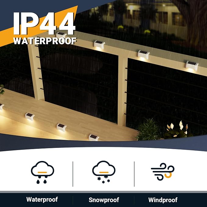 SOLPEX Solar Fence Lights Outdoor 20 Pack, Waterproof, Warm White | Solar Step Lights for Outdoor Stairs, Deck, Fence, Yard, Patio, and Balcony
