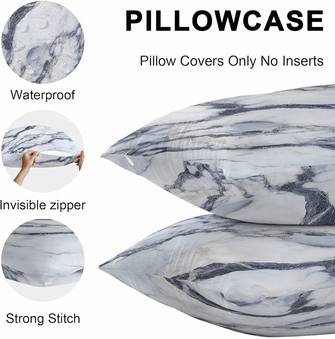 Abstract Marble Outdoor Pillow Covers 20x20 Inch Throw Pillow Covers Set of 2 Waterproof Decorative Pillow Cases Modern Ink Painted Aesthetics Luxury Cushion Covers for Patio Furniture Garden Couch