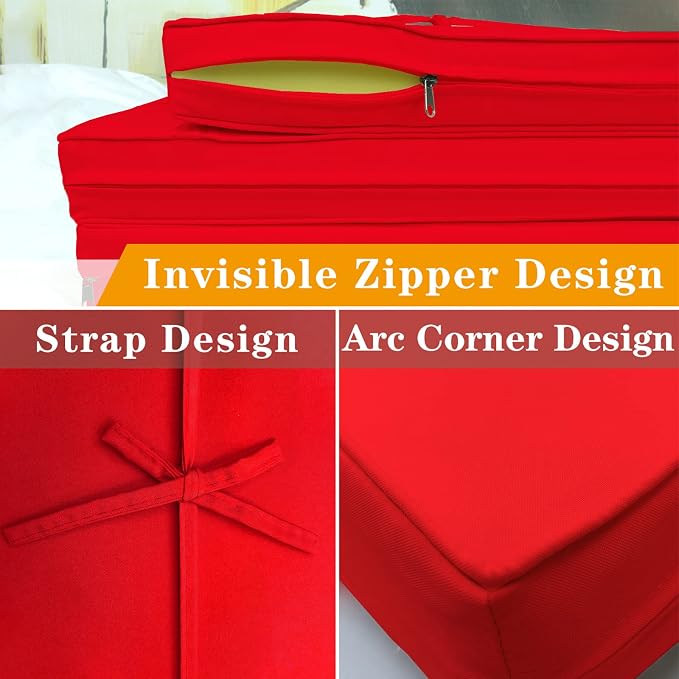 14 Piece Outdoor Patio Cushion Covers, Red | Replacement, Cushion Slipcovers, Water-Resistant, With Zipper