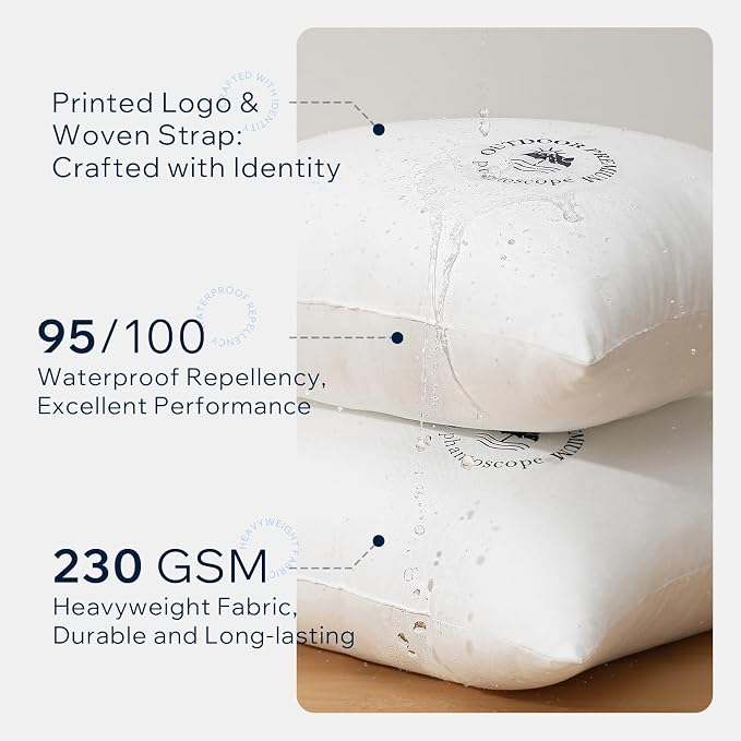 Phantoscope 20x20 Outdoor Pillow Inserts 4 Pack Outdoor Pillows Waterproof | Water Resistant Outdoor Pillows for Patio Porch Furniture Indoor Decorative Throw Pillows Fillers Couch Sham Cushion Stuffer