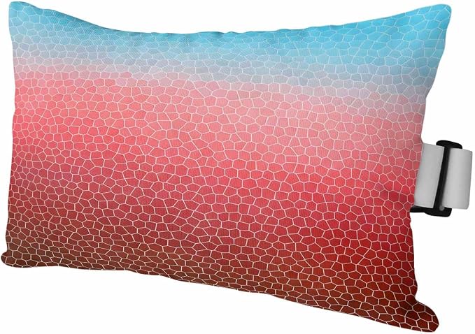Chaise Lounge Headrest Pillow 1 Pack, Blue Red Ombre Waterproof Chair Pillows with Insert & Adjustable Elastic Strap for Beach Pool Recliner, Geometric Stained Glass Outdoor Patio Pillow