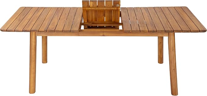 Christopher Knight Home Sky Acacia Wood Dining Table Set for 8, 9 Piece Patio Extendable Dining Table and Dining Chairs Set of 8 with Cushions & Rope Accents, Patio Furniture Set, Teak+Beige+Green