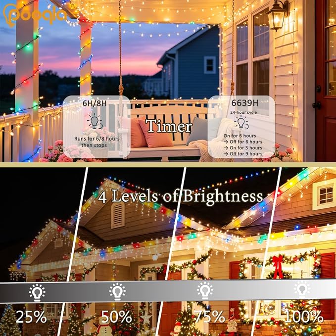 200 LED Color Changing String Lights with Remote, 66 ft | Green Wire Warm White to Multicolor Christmas Lights Plug in, 11 Modes Waterproof Twinkle Fairy Lights Indoor Outdoor Decor