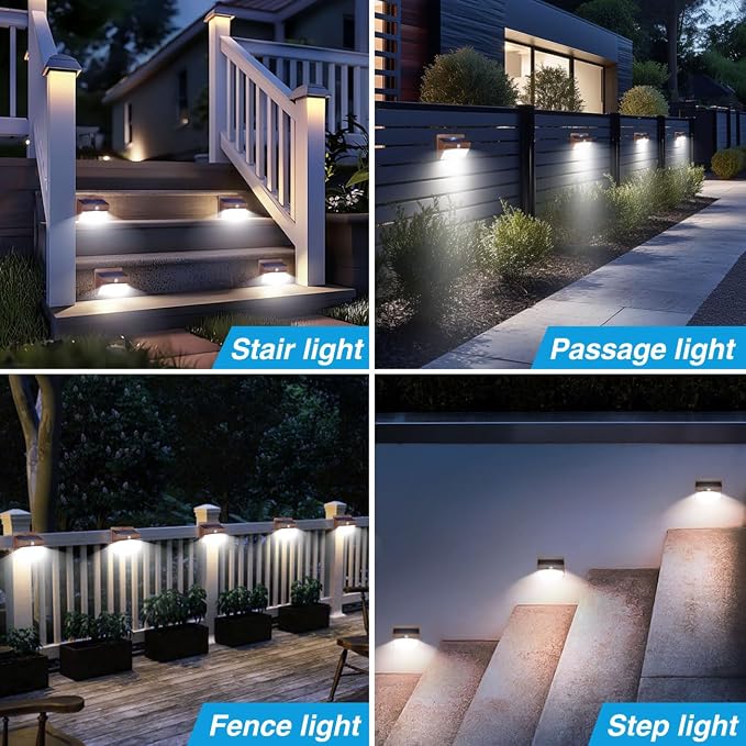 16 Packs Solar Outdoor Lights Motion Sensor Solar Security Light Waterproof with 3 Lighting Modes Solar Powered Wall Lights Outside for Garden Fence Yard, Brown