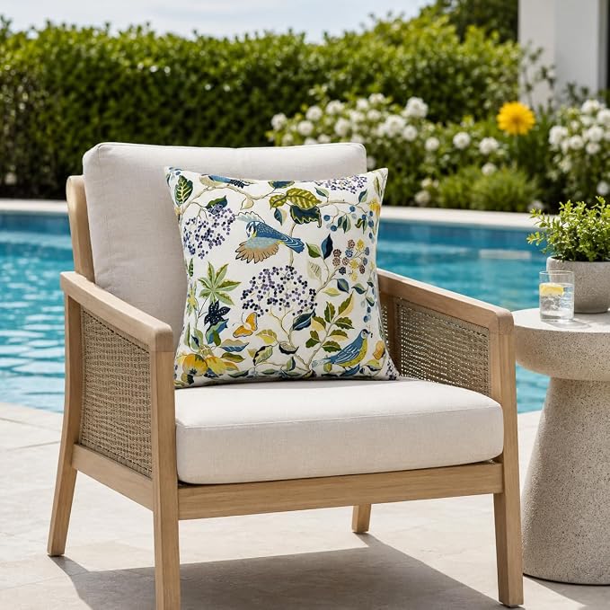 Outdoor Pillows 18"x18" Waterproof Decorative Pillows with Inserts | Set of 2 Fade Resistant Patio Throw Pillows for Porch Garden Couch and Patio Furniture